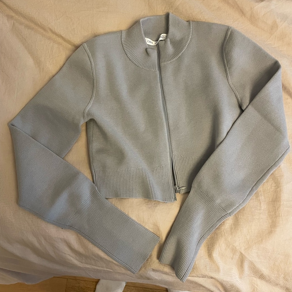Live the process knit zip cardigan (NWOT)
